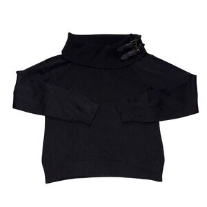 Perse‎ by Carlisle Black Cowl Neck Sweater Buckle Silk Cashmere blend Women's M